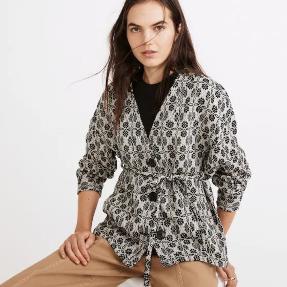 Madewell Geometric Jacquard Tie-Waist Jacket